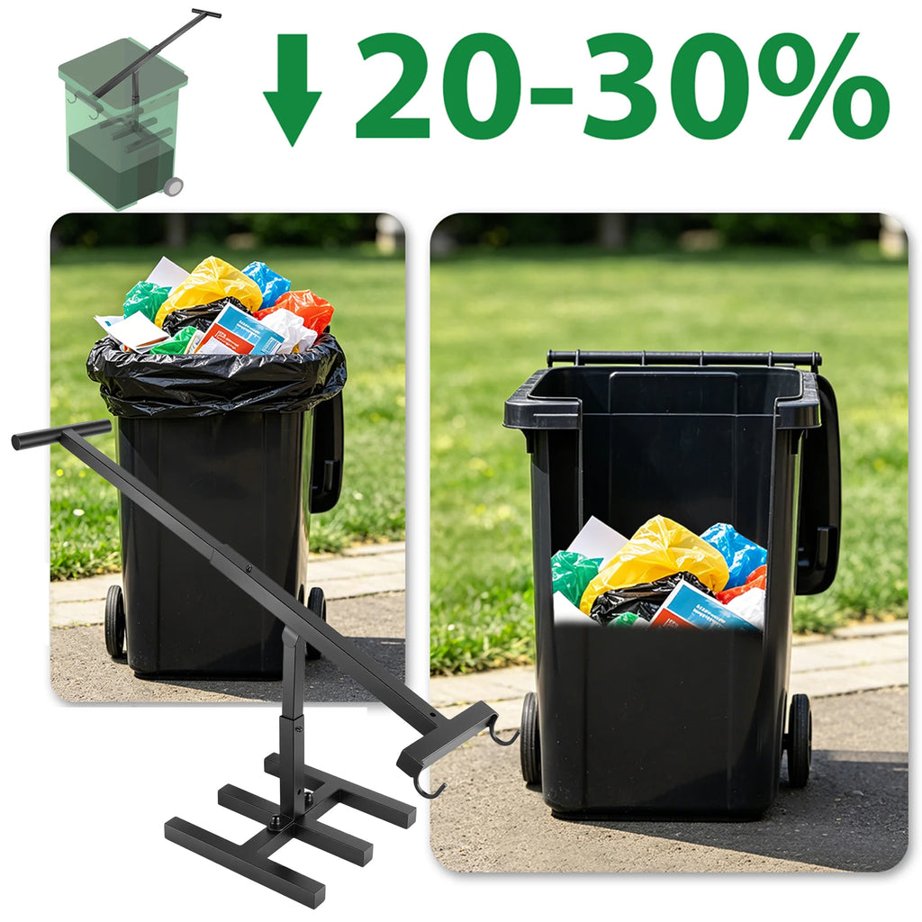 Manual Wheelie Bin Trash Compactor, Carbon Steel Rubbish Press for 120L‑240L Wheelie Bins – Space Saving Recycling Tool, Adjustable 25‑40cm, Rust‑Resistant – EU Warehouse