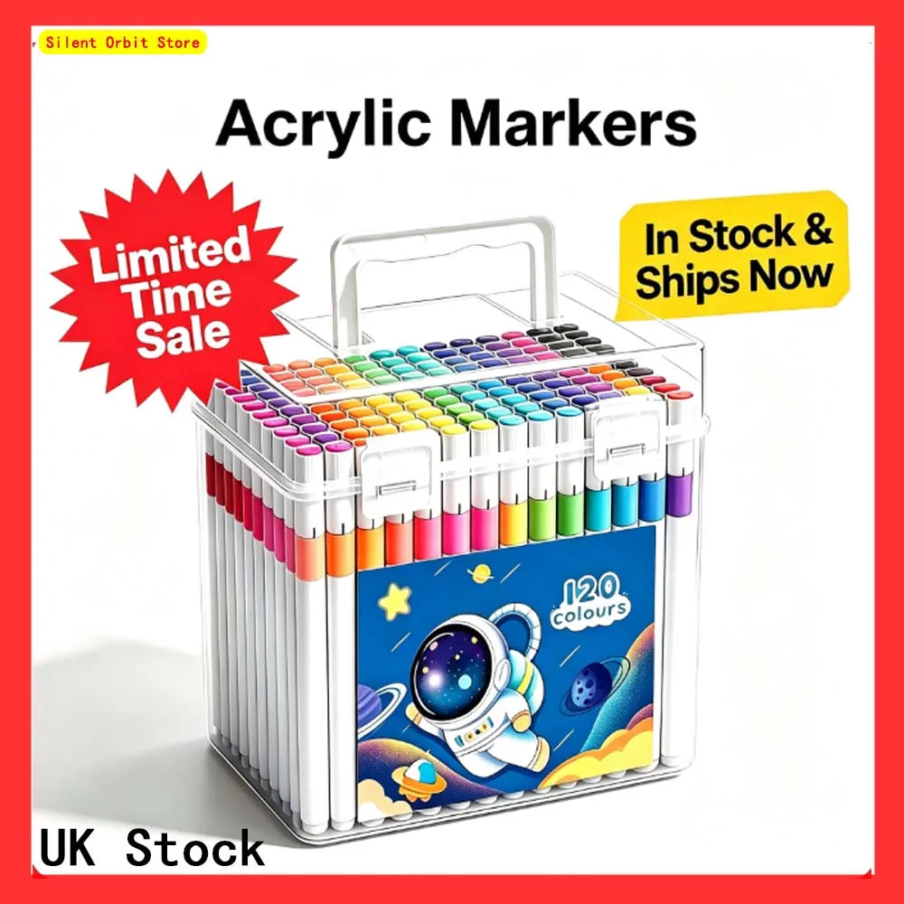 120 Colors Acrylic Paint Pens Markers Set Soft Tip Pen for Kids Washable Quick Dry Waterproof Non Stain Stone Ceramic Glass Fabric Painting Art Crafts Gift