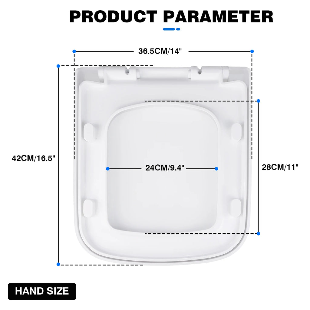 Toilet Seats SquareShaped with Soft-Closing Mechanism Quick-Release Function, Hygienic Toilet Seat Made of Antibacterial, Scratch-Resistant, Easy Installation White