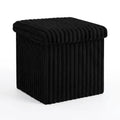 Ribbed Velvet Storage Ottoman Box Foldable Storage Bench with Lid Multi Purpose Footstool Seat