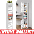 Tall Slim Bathroom Storage Cabinet, White Freestanding Floor Cabinet, Narrow Organizer Unit with 2 Doors, Space-Saving Design for Bathroom Living Room Kitchen Office Entryway Toilet