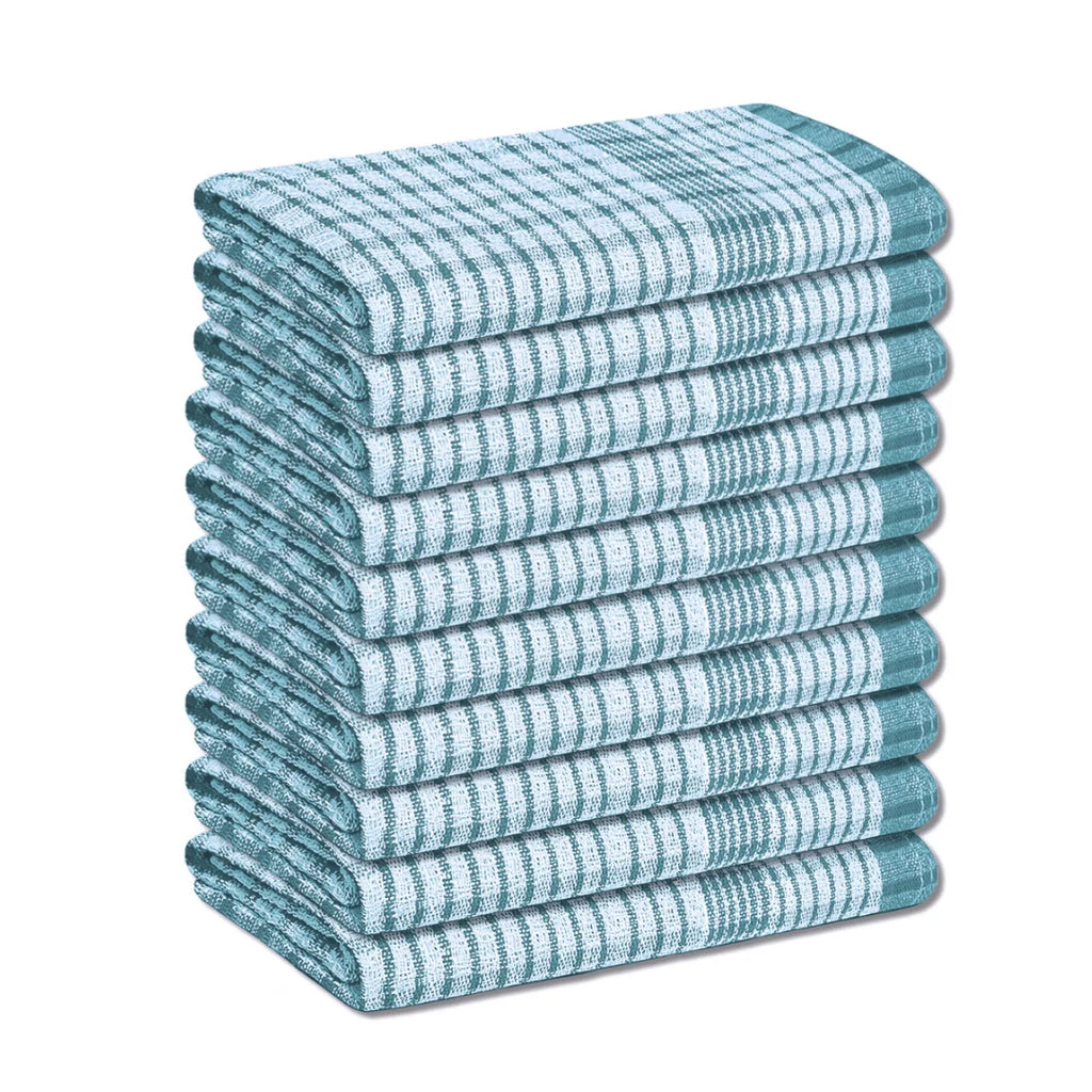 Wonderdry 10 Pack Cotton Tea Towels – Quick Drying, Absorbent Kitchen Dish Cloths, Reusable Cleaning Towels for Dishes & Household Cleaning