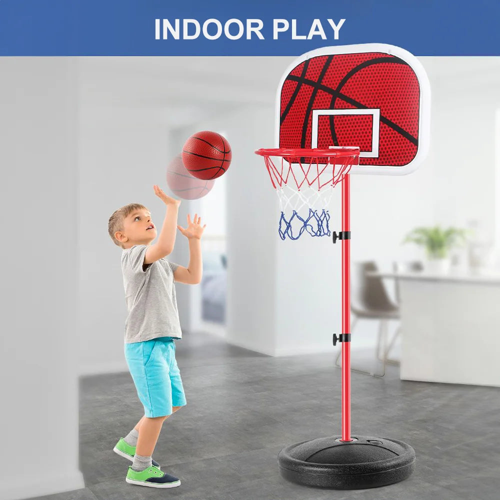 Adjustable Basketball Hoop 3-Level Height Adjustable with Ball & Pump Stable Water/Sand Filled Base Easy Assembly Outdoor Sports Toy for Kids Boys Girls