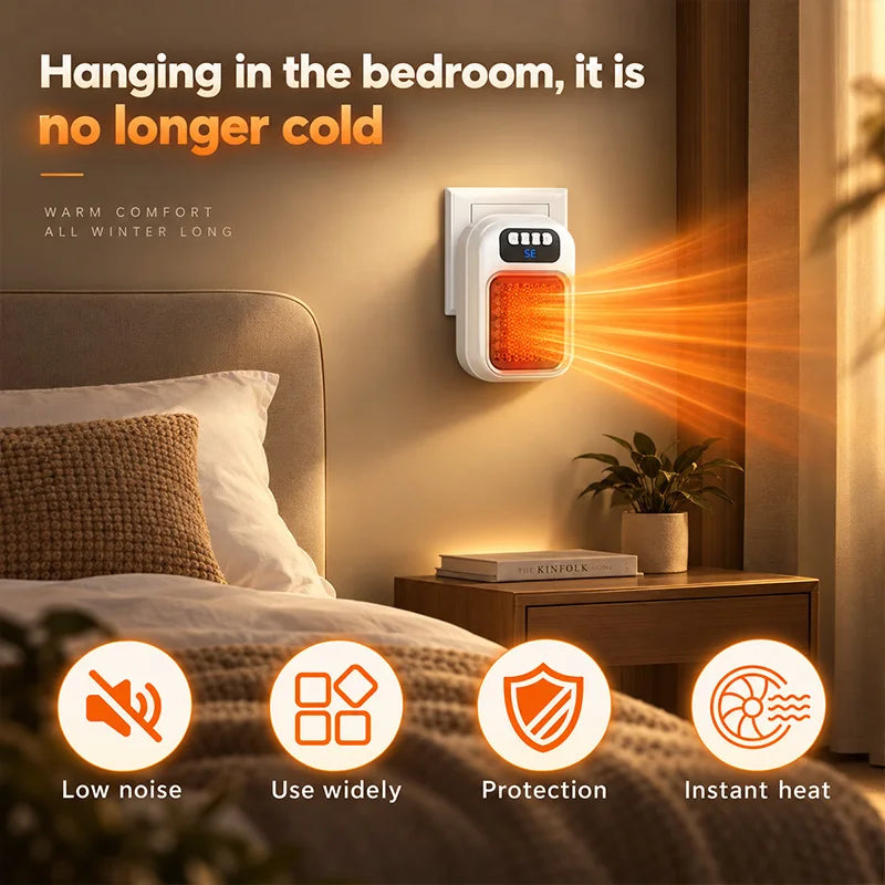 Plug-in Electric Heater, mini Ceramic Bathroom Heater That's Energy-Saving and Quiet, 800W Heater with 12-Hour Timer, Constant Temperature, and Overheat Protection, Suitable for the Bedroom