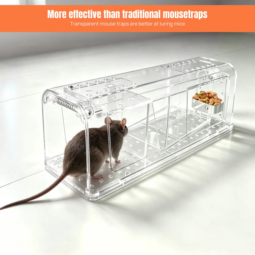 4 X Humane MOUSE Traps for Indoors and Outdoors, Duty Pest Trap for Catch Alive. Pets and Children Friendly. Reusable Rodent Mice Trap. Quick, Effective and Highly Sensitive Catcher