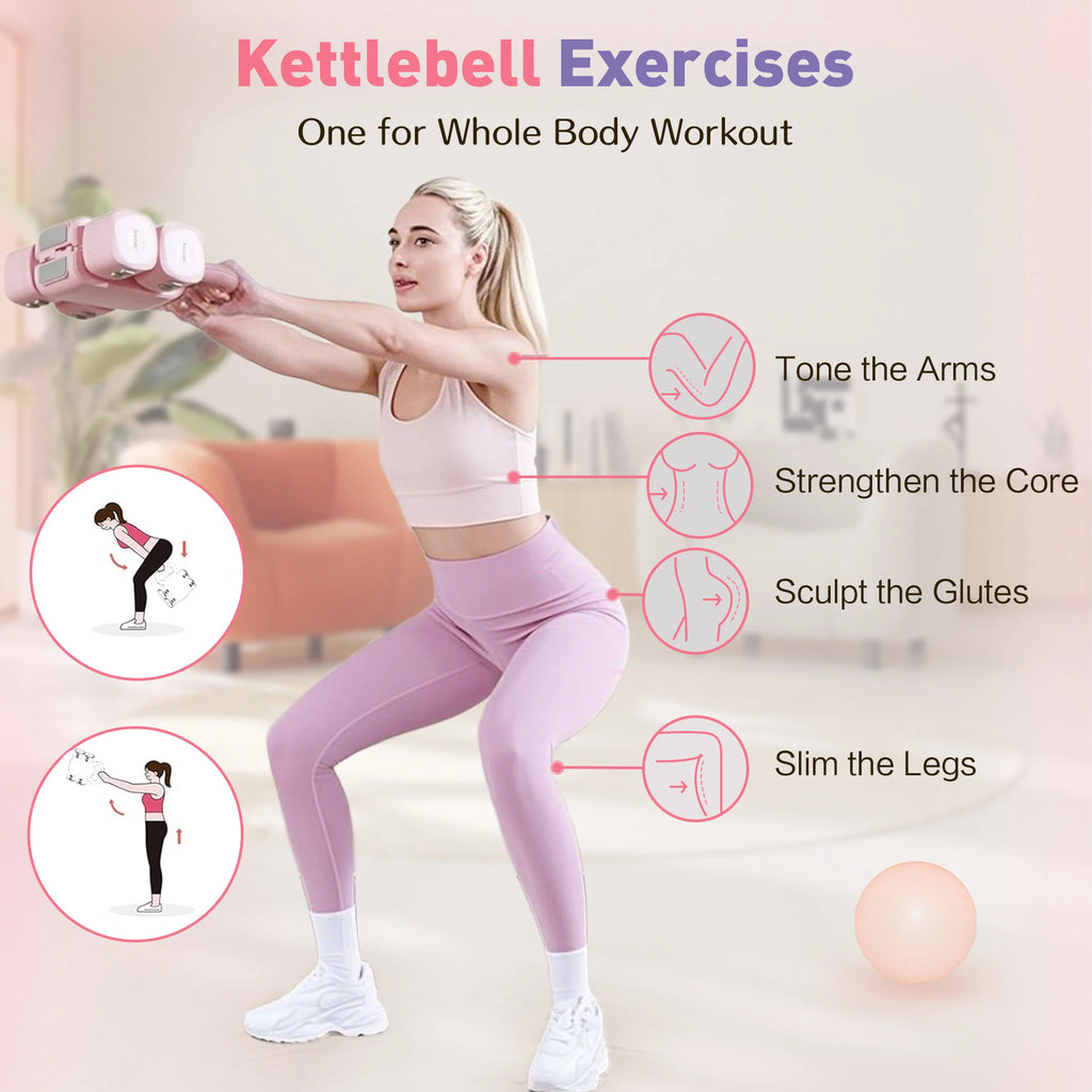 Agilithor 2 in 1 Dumbbell and Kettlebell Set, Two Adjustable Dumbbells 1 to 2.5 kg Each, 2 to 5 kg the Pair, with a Kettlebell Handle, Free Weights for Home Training