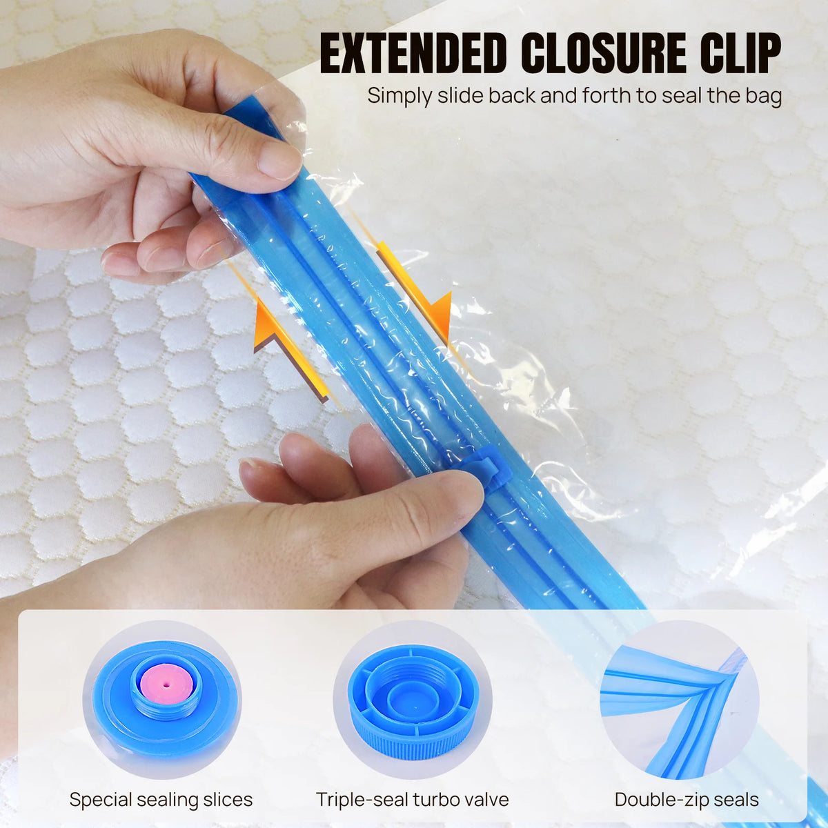 Vacuum Compression Storage Bags for Clothes, 12-Pack with Electric Pump - Reusable Space Saver Bags for Travel, Duvets & Seasonal Storage