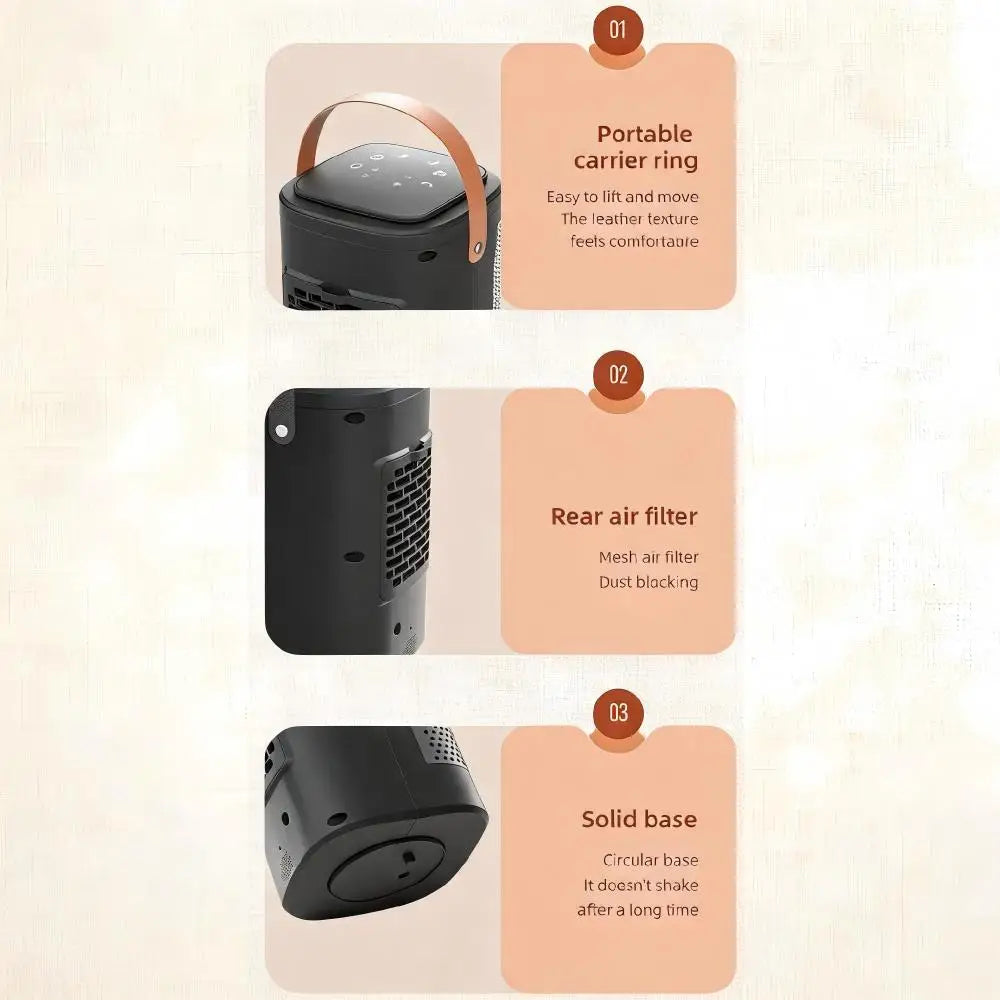 Portable Heater Fan 2 in 1 Cooling & Heating Fan with Remote & Touch Control PTC Ceramic 70° Oscillation 12H Timer 3 Speeds Fast Heating for Home Bedroom Office