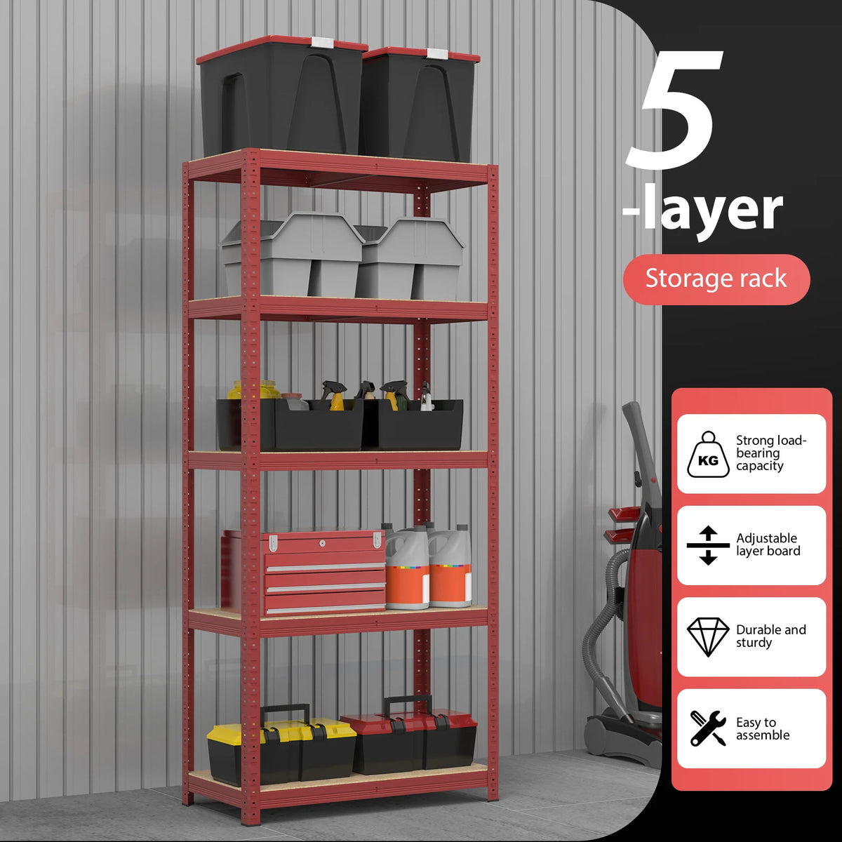 (1500 X 700 X 300) Mm Heavy Duty Boltless Metal Steel Shelving Shelves Warehouse Storage Unit Industrial Easy To Assemble 175kg Per Shelf, 875kg Capacity