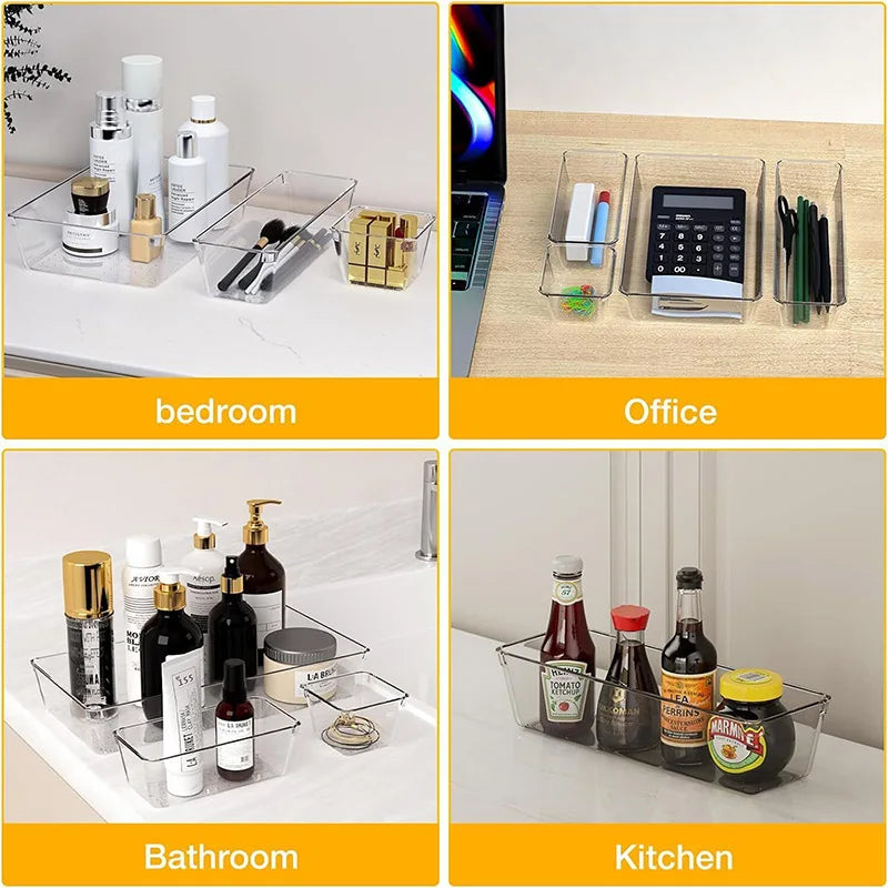 25Pcs Transparent Box Storage Organizer Desk Plastic Storage Box Container Drawer Organizer Table Jewelry Box Makeup