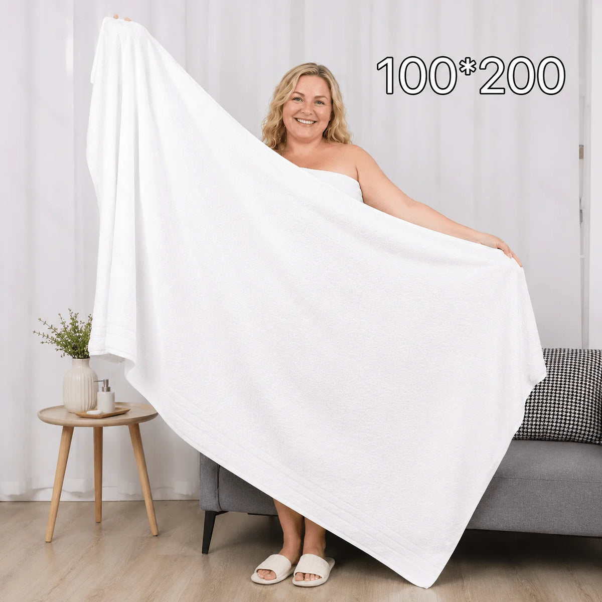 Pack of 2 Extra Large Bath Sheets 100 × 200 cm, 600 GSM Soft Bath Towels, Luxury Oversized Bath Towels for Adults, Quick-Drying and Highly Absorbent, Large Shower Towels for Bathroom, Home, Gym and Travel