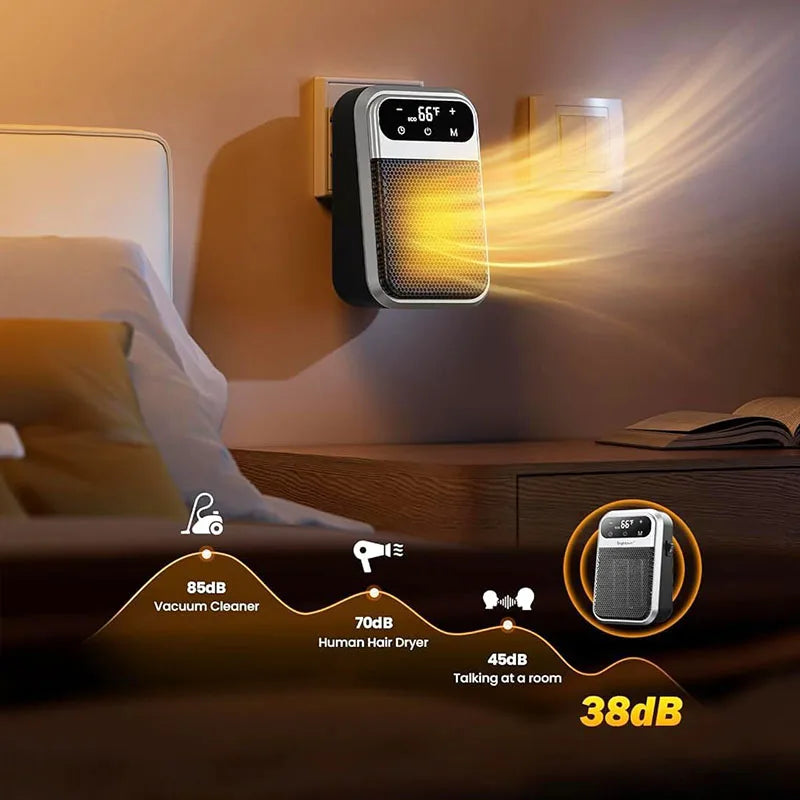Plug-in Electric Heater, mini Ceramic Bathroom Heater That's Energy-Saving and Quiet, 800W Heater with 12-Hour Timer, Constant Temperature, and Overheat Protection, Suitable for the Bedroom