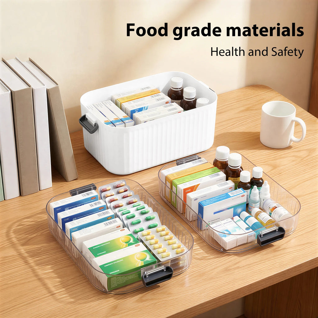 Medicine Storage Box, Large 3-Layer First Aid Boxes, Portable Medicine Boxes, Household Medication Storage Box Medical Organiser for Home Office Car School
