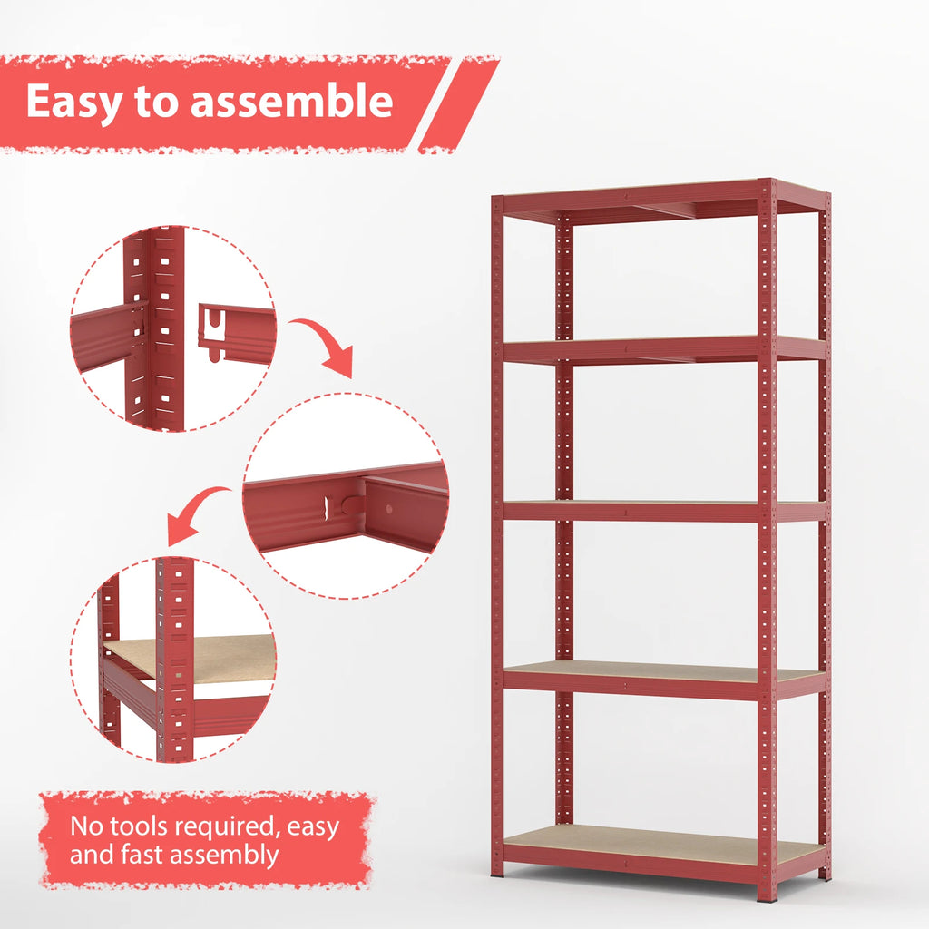 (1500 X 700 X 300) Mm Heavy Duty Boltless Metal Steel Shelving Shelves Warehouse Storage Unit Industrial Easy To Assemble 175kg Per Shelf, 875kg Capacity