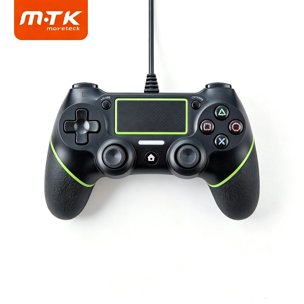 Wired Game Controller for PS4 Console, 17‑Button Gamepad with 1.4M USB Cable, Plug‑and‑Play Ergonomic Textured Grip