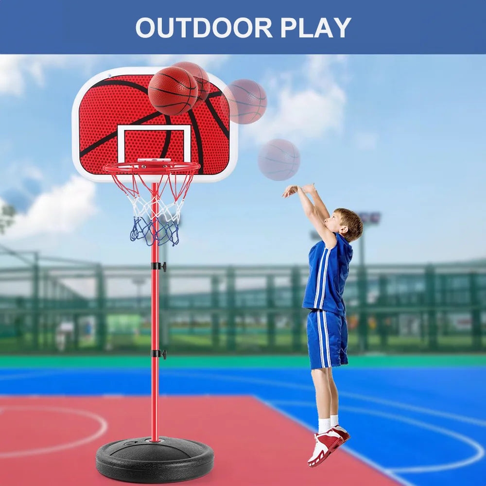 Adjustable Basketball Hoop 3-Level Height Adjustable with Ball & Pump Stable Water/Sand Filled Base Easy Assembly Outdoor Sports Toy for Kids Boys Girls