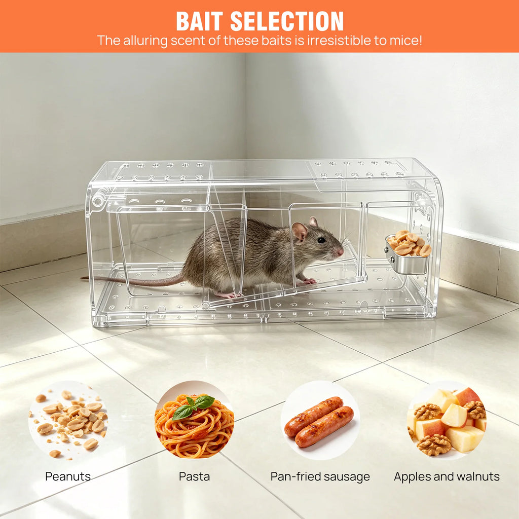 4 X Humane MOUSE Traps for Indoors and Outdoors, Duty Pest Trap for Catch Alive. Pets and Children Friendly. Reusable Rodent Mice Trap. Quick, Effective and Highly Sensitive Catcher