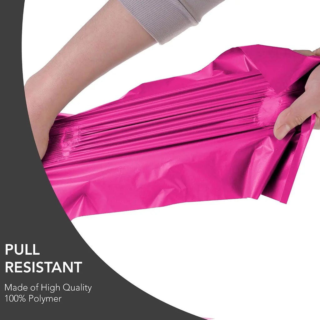Hot Pink Mailing Bags 2SZ 100 Bags, 25 From Each Poly Postal Envelopes with Secure Peel Seal, Poly Parcel Bags for Clothes, Online Orders, Retail Items, Courier Delivery & Everyday Shipping