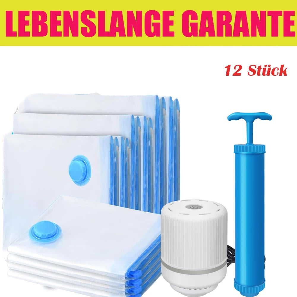Vacuum Storage Bags,（40*60cm、50*70cm、60*80cm、70*100cm）*3, Vacuum Bags with Electric Pump Fast Compression Durable Dustproof Waterproof Vaccine Storage Bags Travel for Duvets,Quilts,Clothes