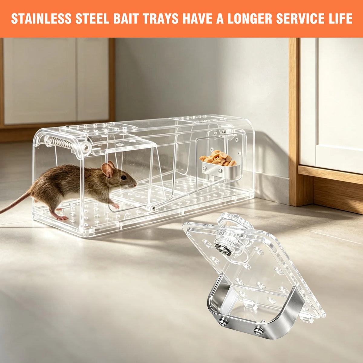 4 X Humane MOUSE Traps for Indoors and Outdoors, Duty Pest Trap for Catch Alive. Pets and Children Friendly. Reusable Rodent Mice Trap. Quick, Effective and Highly Sensitive Catcher
