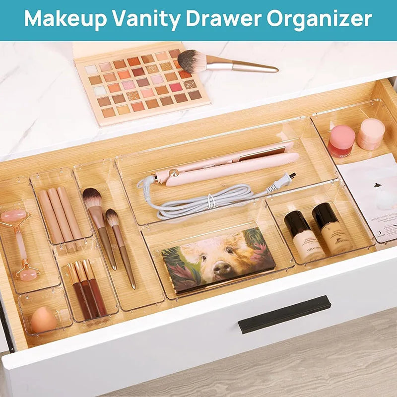 25Pcs Transparent Box Storage Organizer Desk Plastic Storage Box Container Drawer Organizer Table Jewelry Box Makeup