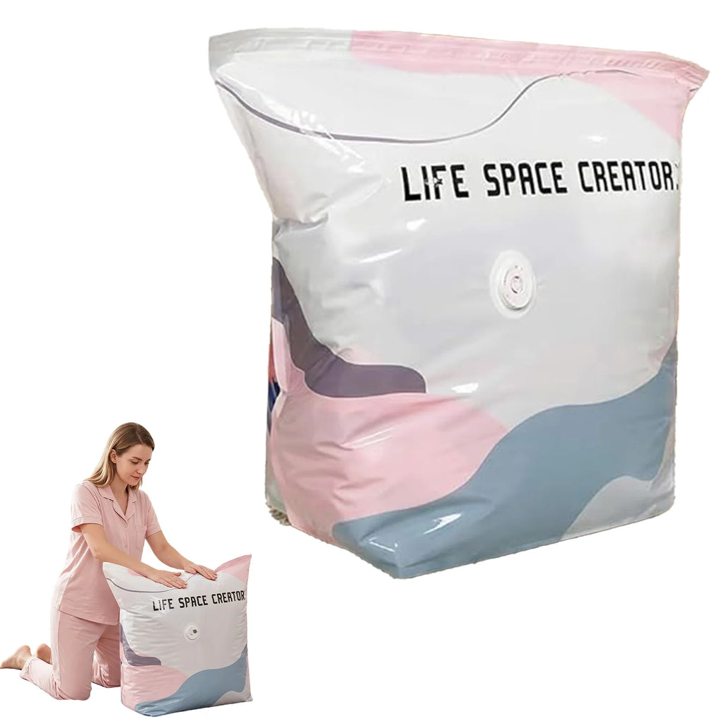 No-Pump Vacuum Storage Bags, Thickened PA+PE Airtight Compression Bags, Save 80% Space, Reusable Moisture & Mildew Proof Organizer for Clothes, Bedding, Pillows, Travel & Home Storage