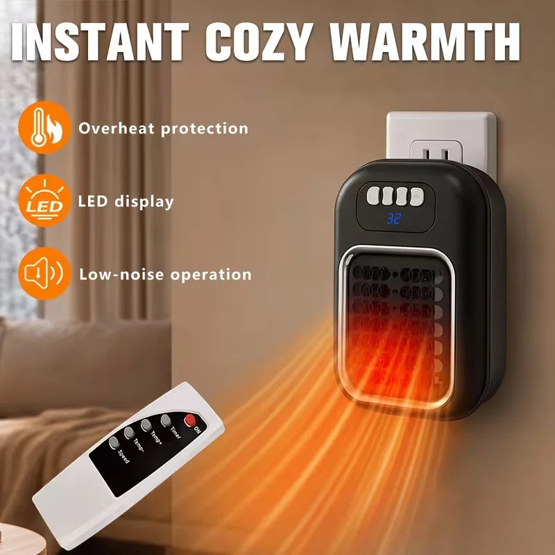 Plug-in Electric Heater, mini Ceramic Bathroom Heater That's Energy-Saving and Quiet, 800W Heater with 12-Hour Timer, Constant Temperature, and Overheat Protection, Suitable for the Bedroom