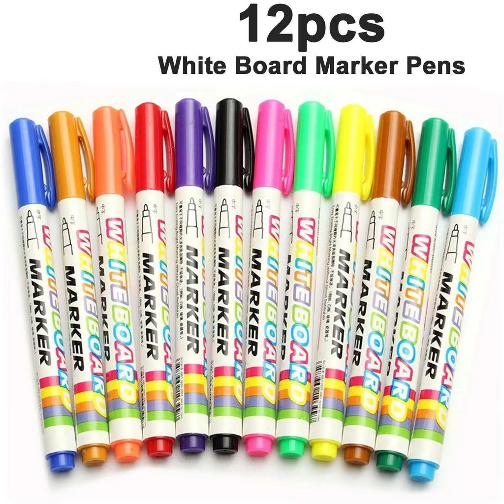12 Colour White Board Marker Pens Pen Dry Eraser Easy Wipe Whiteboard Easy Dry New Arrival Fast Shipping UK