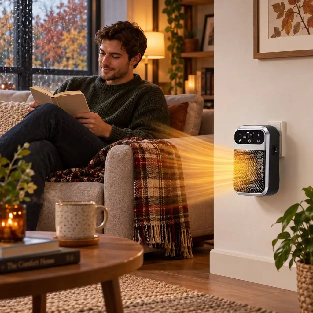 Plug-in Electric Heater, mini Ceramic Bathroom Heater That's Energy-Saving and Quiet, 800W Heater with 12-Hour Timer, Constant Temperature, and Overheat Protection, Suitable for the Bedroom