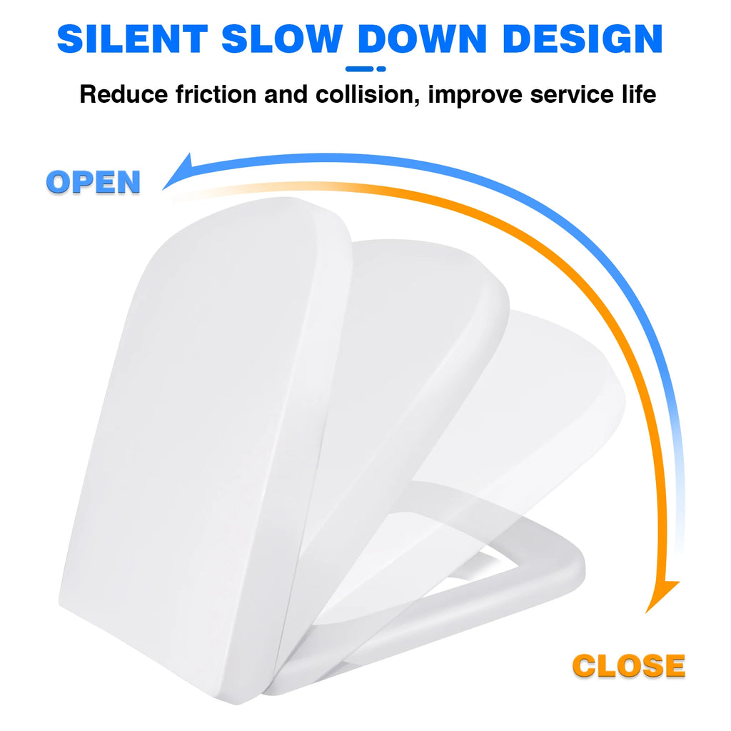 Toilet Seats SquareShaped with Soft-Closing Mechanism Quick-Release Function, Hygienic Toilet Seat Made of Antibacterial, Scratch-Resistant, Easy Installation White