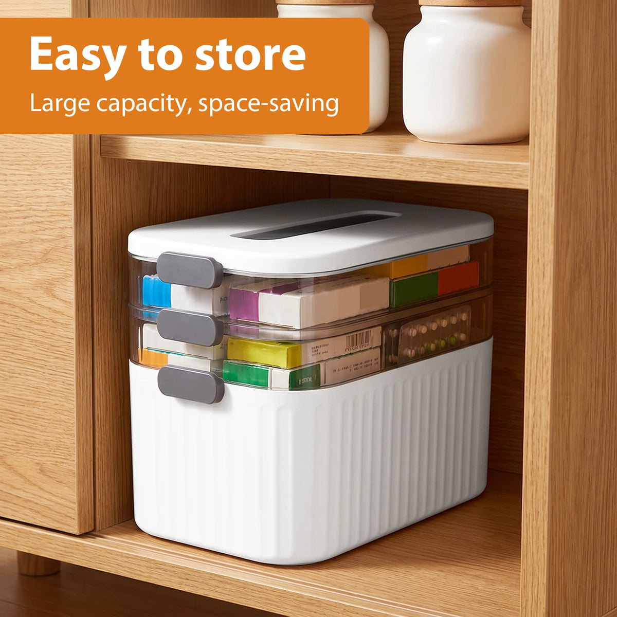 Medicine Storage Box, Large 3-Layer First Aid Boxes, Portable Medicine Boxes, Household Medication Storage Box Medical Organiser for Home Office Car School