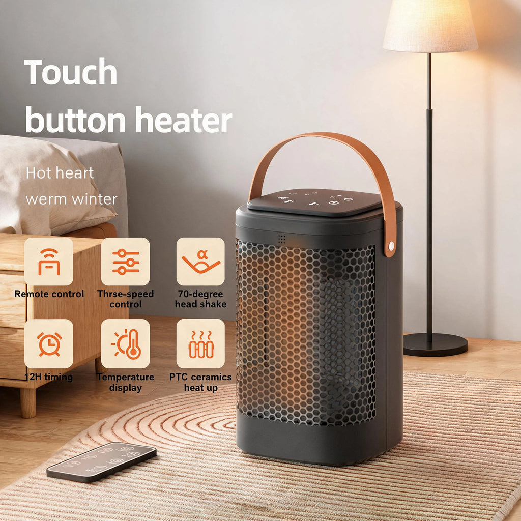 Portable Heater Fan 2 in 1 Cooling & Heating Fan with Remote & Touch Control PTC Ceramic 70° Oscillation 12H Timer 3 Speeds Fast Heating for Home Bedroom Office