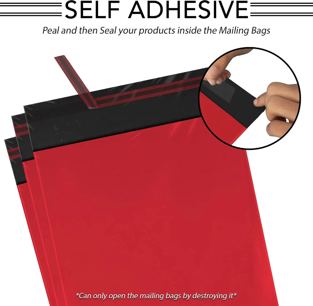 40 Mixed Red Mailing Bags Multi-Size Combo 20 from Each Strong Poly Mailers Self Seal Waterproof Shipping Envelopes Postage