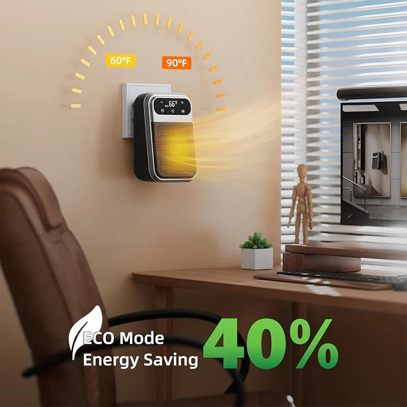 Plug-in Electric Heater, mini Ceramic Bathroom Heater That's Energy-Saving and Quiet, 800W Heater with 12-Hour Timer, Constant Temperature, and Overheat Protection, Suitable for the Bedroom
