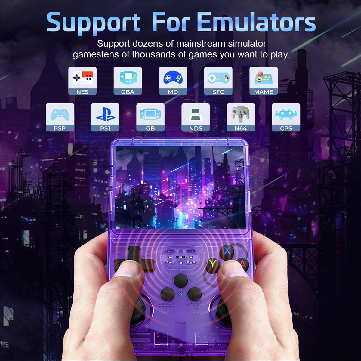 Handheld 128G Retro Game Console, Support Massive Classic Video Games, Reliving the days of childhood, Portable Mini Gaming Console(Purple)