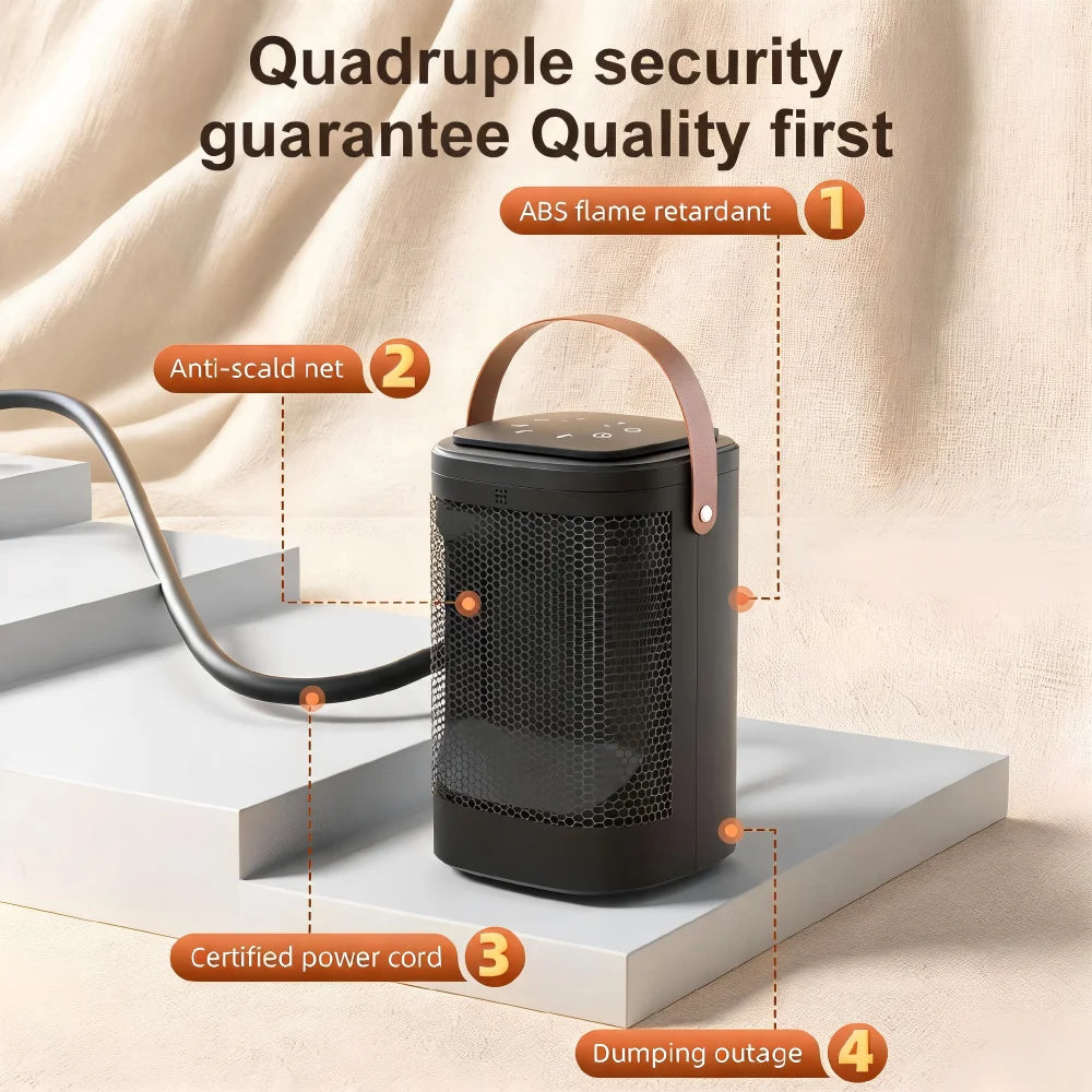 Portable Heater Fan 2 in 1 Cooling & Heating Fan with Remote & Touch Control PTC Ceramic 70° Oscillation 12H Timer 3 Speeds Fast Heating for Home Bedroom Office