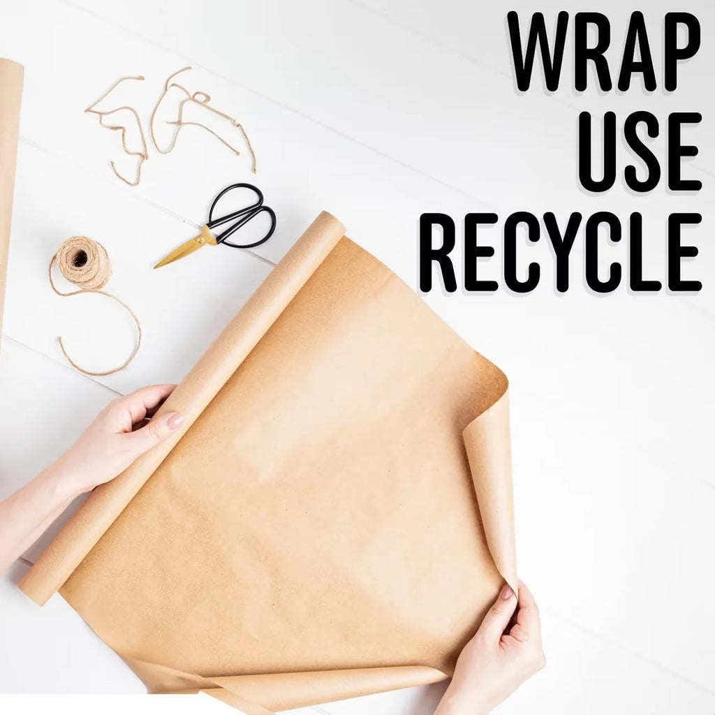 1 Roll of Brown Eco Kraft Paper, Wrapping Paper Roll, Fully Recyclable Gift Wrap for Packing, Arts and Crafts, Gift Wrapping, Parcel Packing and more 500mm x 20m