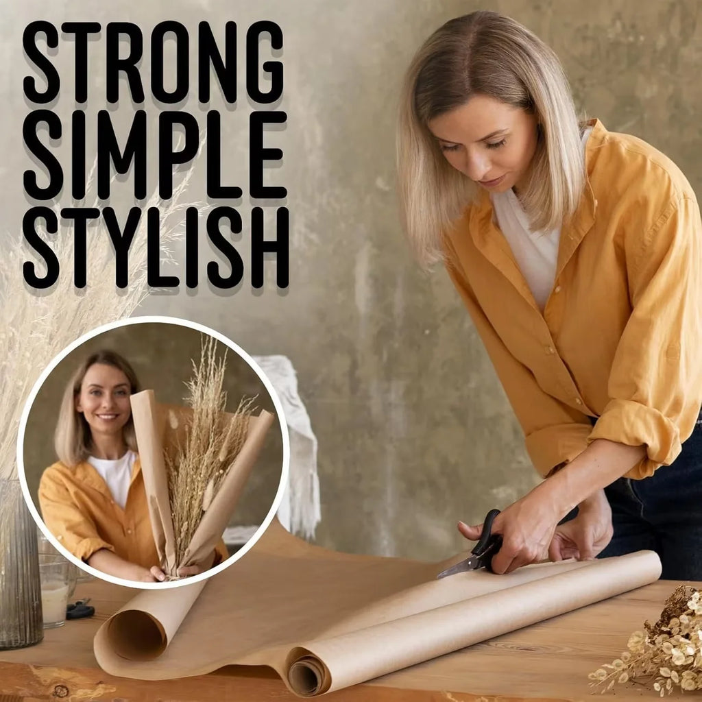 1 Roll of Brown Eco Kraft Paper, Wrapping Paper Roll, Fully Recyclable Gift Wrap for Packing, Arts and Crafts, Gift Wrapping, Parcel Packing and more 500mm x 20m
