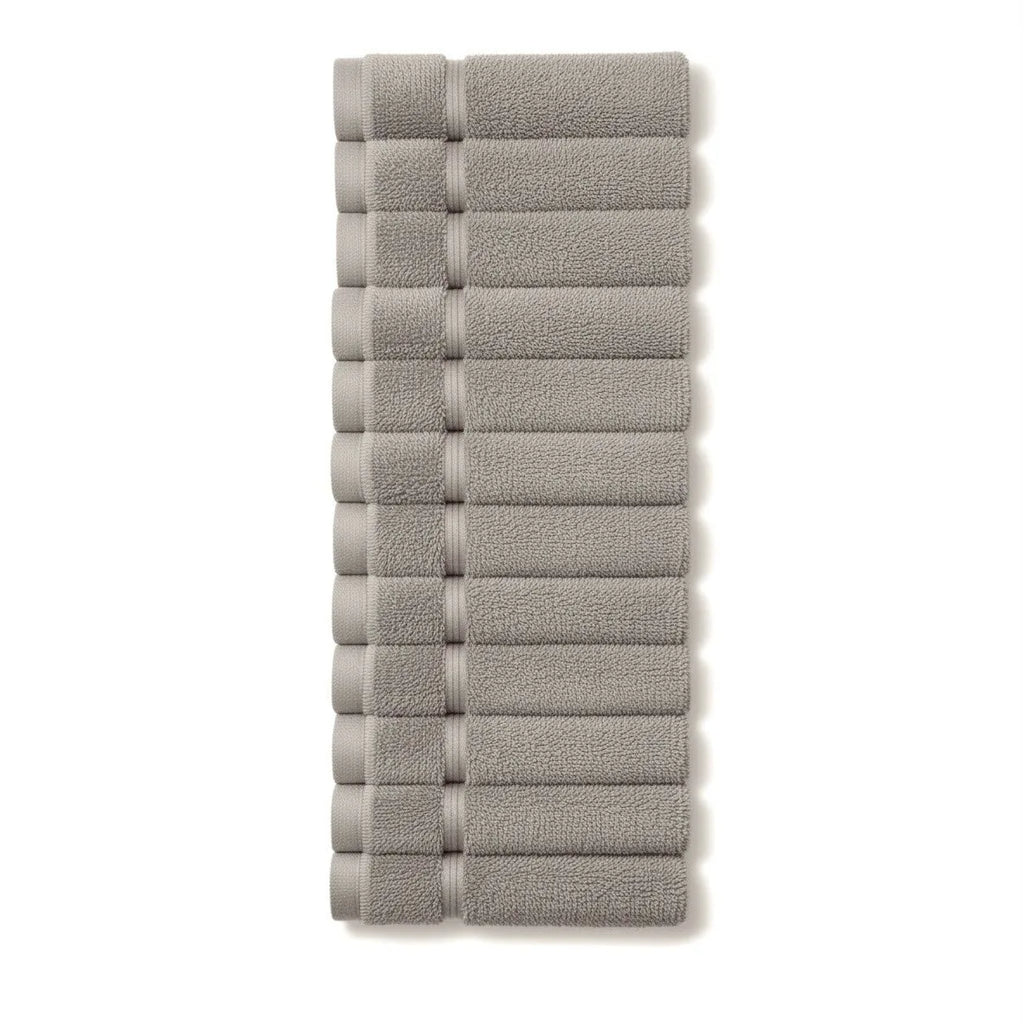 12X 100% Prime Egyptian Cotton Face Cloths - 500 GSM Super Soft Absorbent Bathroom Wash Cloths Flannels 30cm x30cm