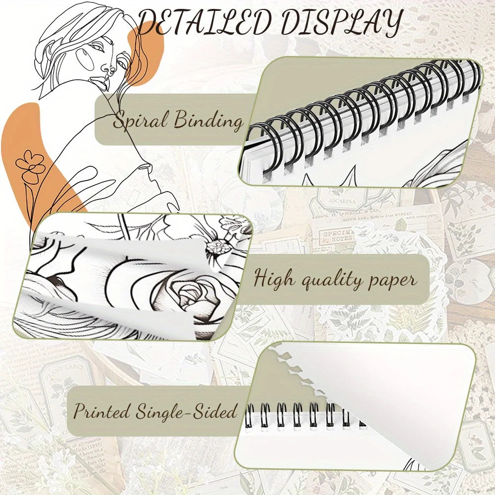 4pcs beauty, flower world and butterfly as the theme of the coloring book, delicate design, rich and interesting content, vivid