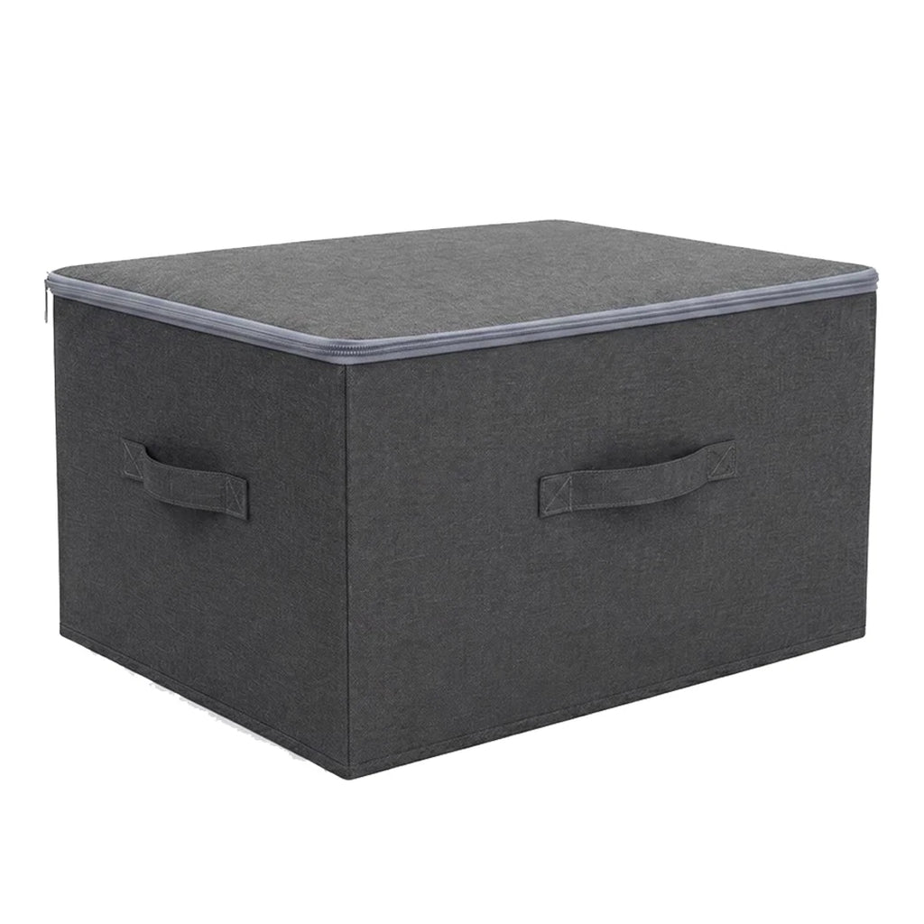 3PCS Large Foldable Canvas Storage Boxes Folding Fabric Clothes Baskets with Lid