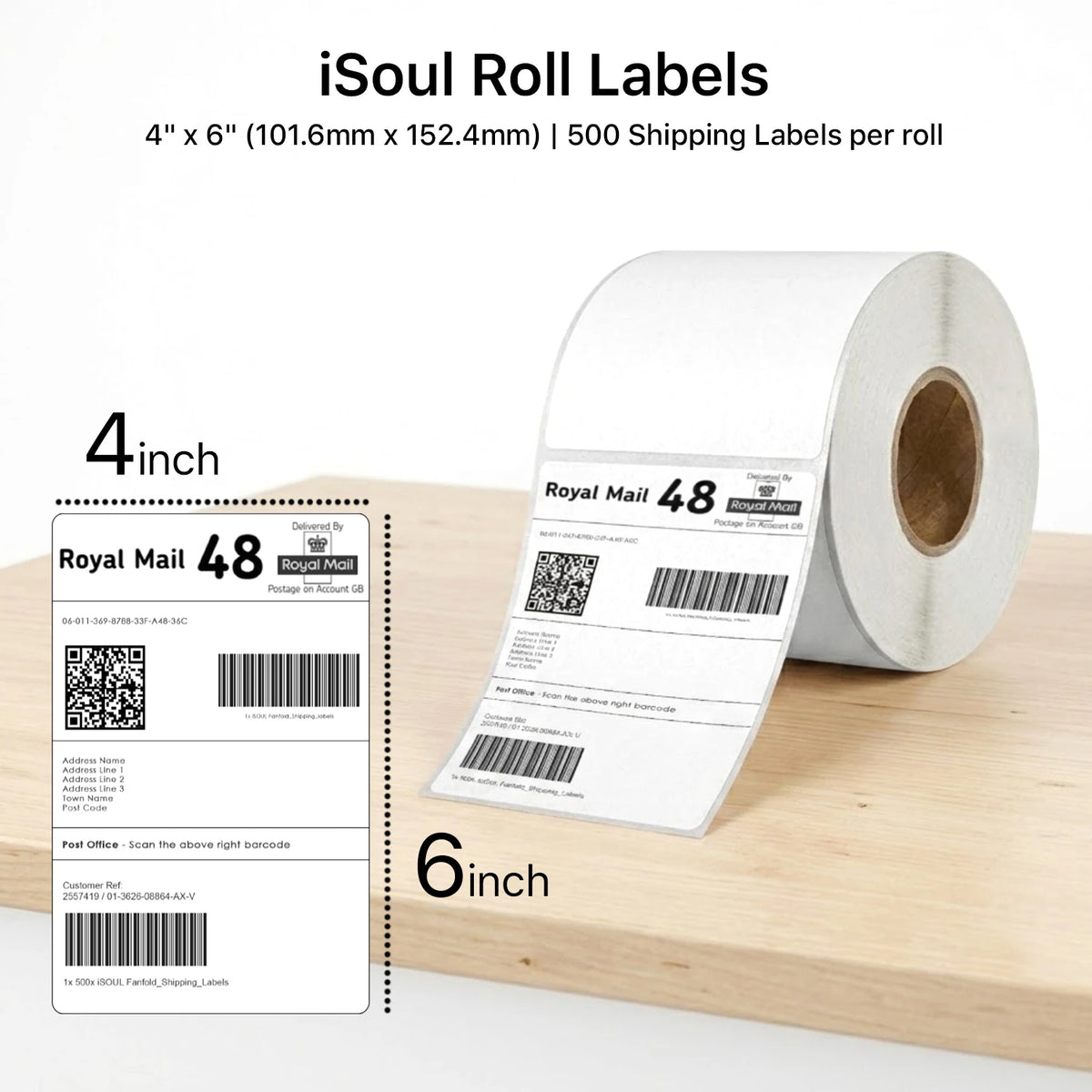 Thermal labels 4x6 Direct Thermal Printer 6X4 500 Labels Roll 100mm x 150mm White Permanent Adhesive Shipping 500 Labels 1 Rolls