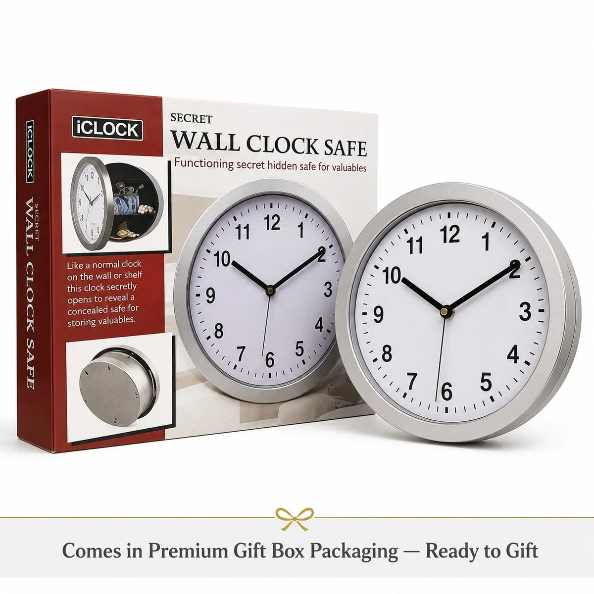 10 Inch Hidden Safe Wall Clock Secret Storage Diversion Safe Box for Cash Money Jewelry Passport Valuables Home Security