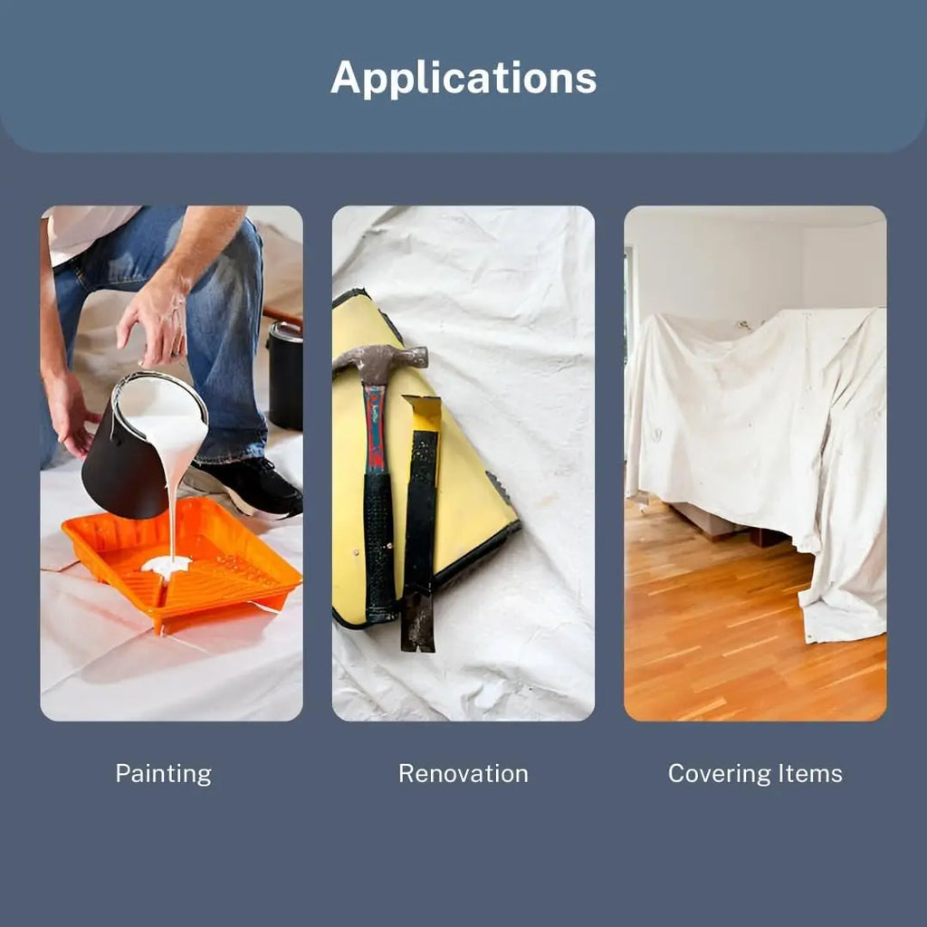 Pack 3 Canvas Dust Sheets 9ft X5ft for Painting & Decorating | Paint Sheets | Drop Cloth | Painting & Paint Cover Sheets