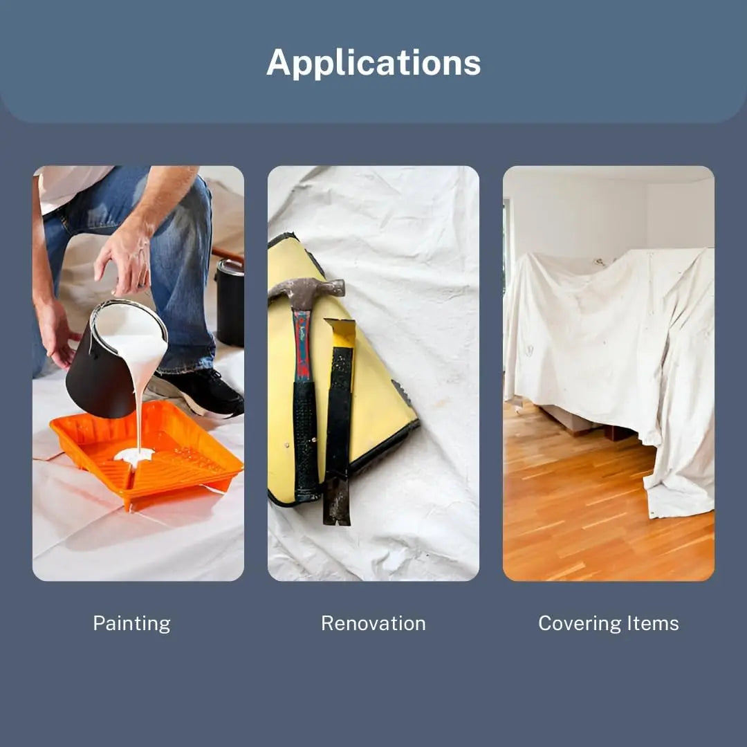 Pack 3 Canvas Dust Sheets 9ft X5ft for Painting & Decorating | Paint Sheets | Drop Cloth | Painting & Paint Cover Sheets