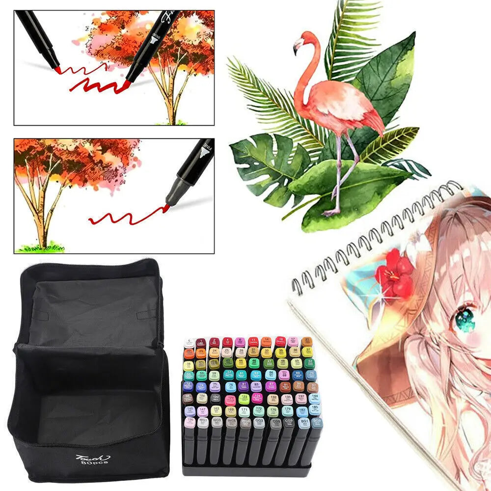 80 Color Acrylic Pens Marker Set Permanent Pen for DIY Graffiti Sketch Dual Pen