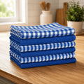 6 Pcs Cotton Mono Check Tea Towels –Premium 5 Colours, Quick Drying, Durable & Washable Kitchen Dish Cloths, Absorbent Cleaning Towels