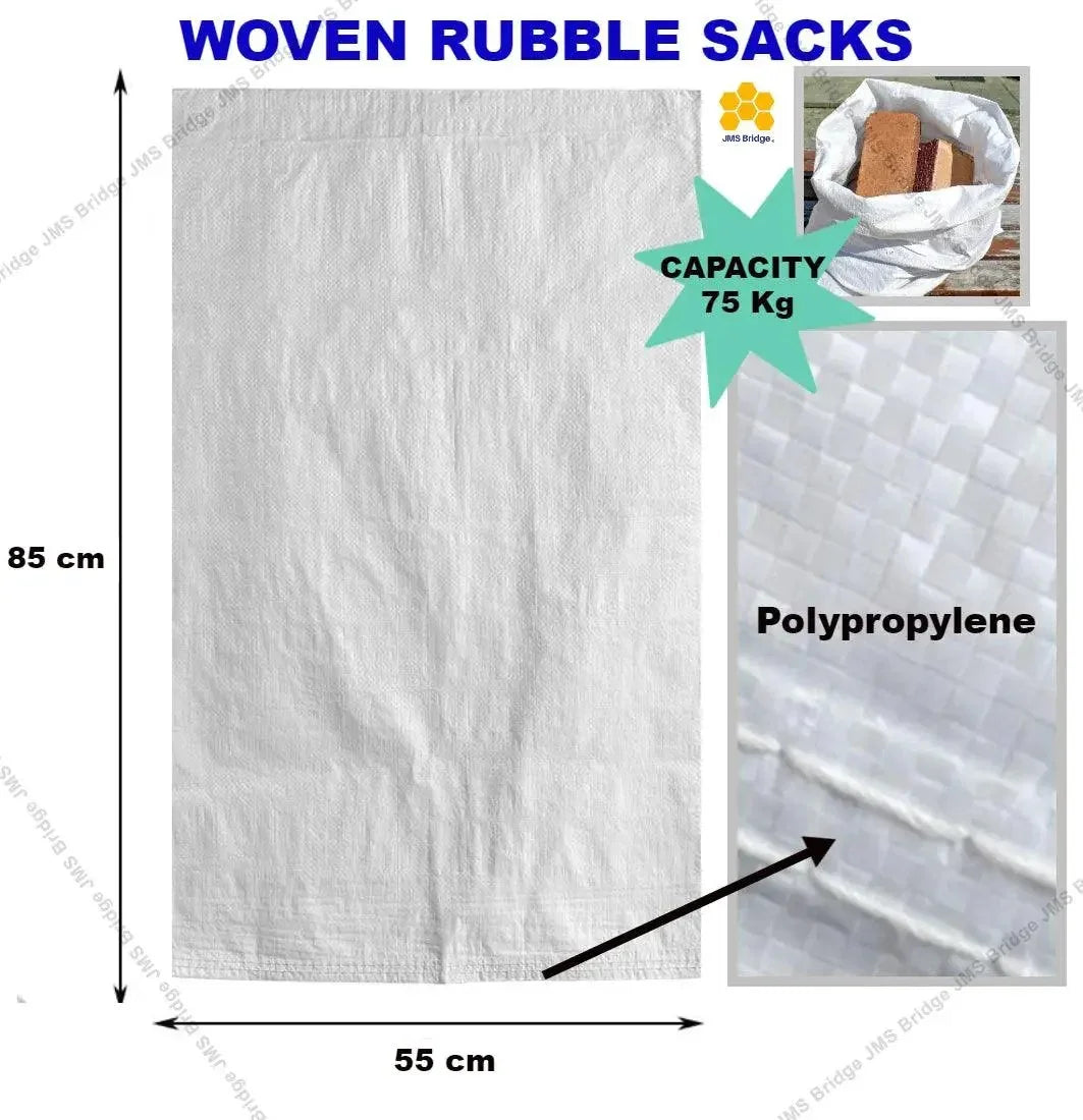 100 Heavy Duty Woven Sacks Polypropylene PP Strong Rubble Sacks Woven Bags Rubble Bag Polypropylene Bag 33inch X 22inch (85cm X 55cm)