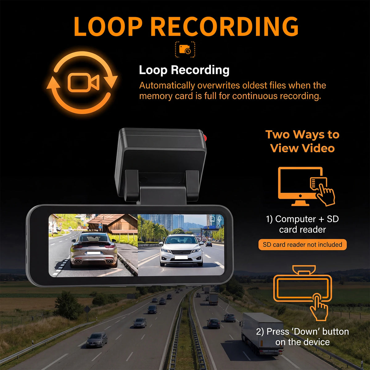 Degreat 3.16 Inch Mirror Dash Car Camera Loop Recording GPS HD Screen Waterproof Mirror Car Recorder Multi-Language Night Vision Equipped With Rear View Camera Reverse Mirror