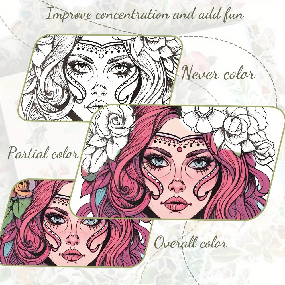 4pcs beauty, flower world and butterfly as the theme of the coloring book, delicate design, rich and interesting content, vivid